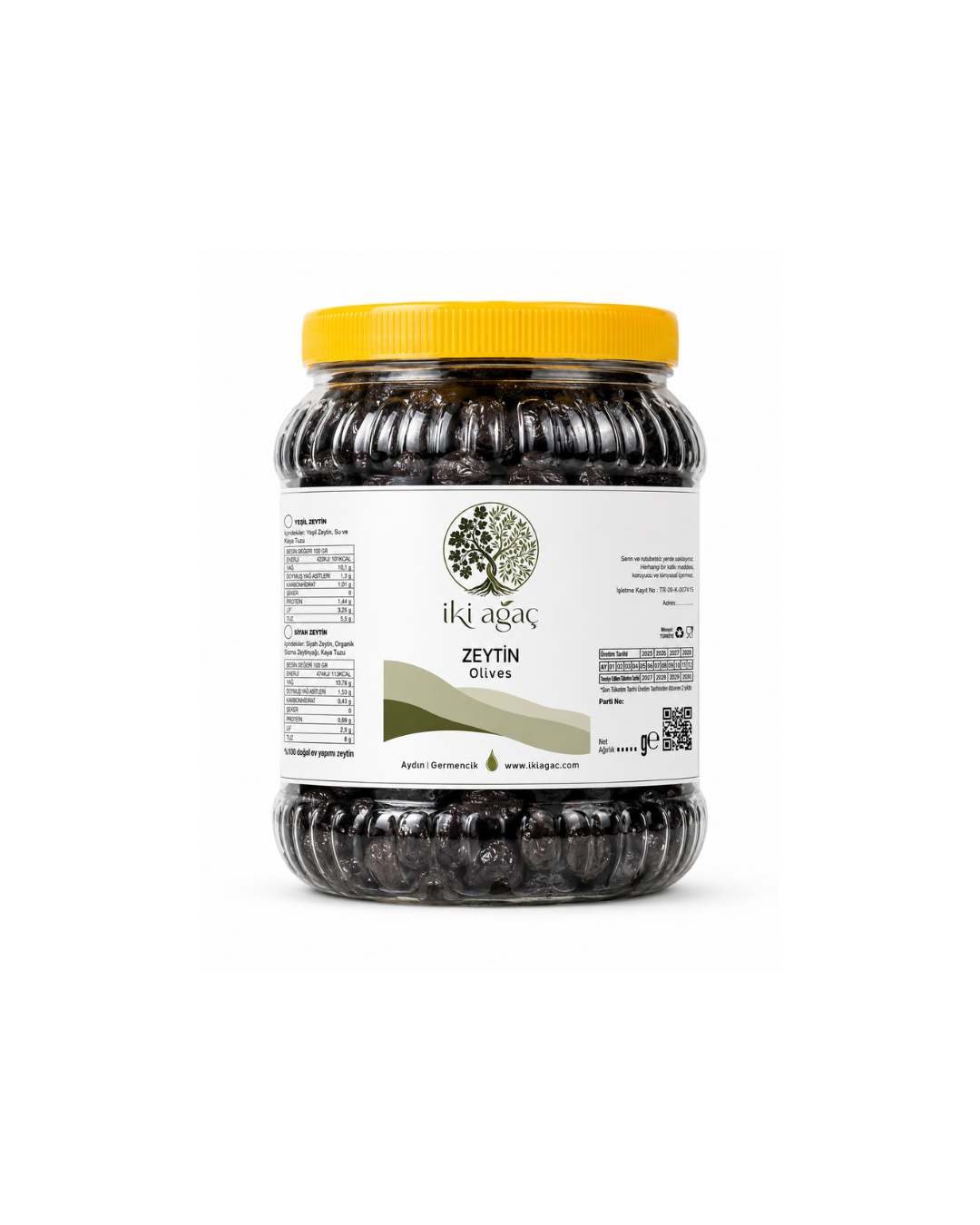 İki Ağaç Siyah Zeytin (Memecik yağlı salamura) 1 KG